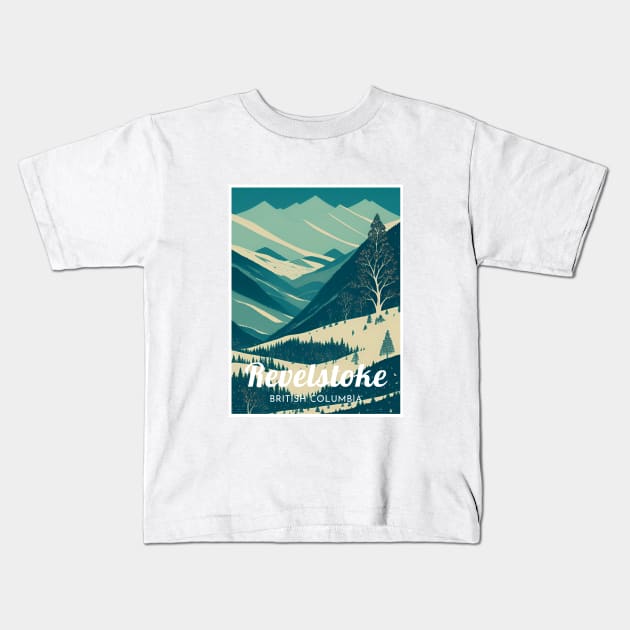 Revelstoke ski - British Columbia Kids T-Shirt by UbunTo